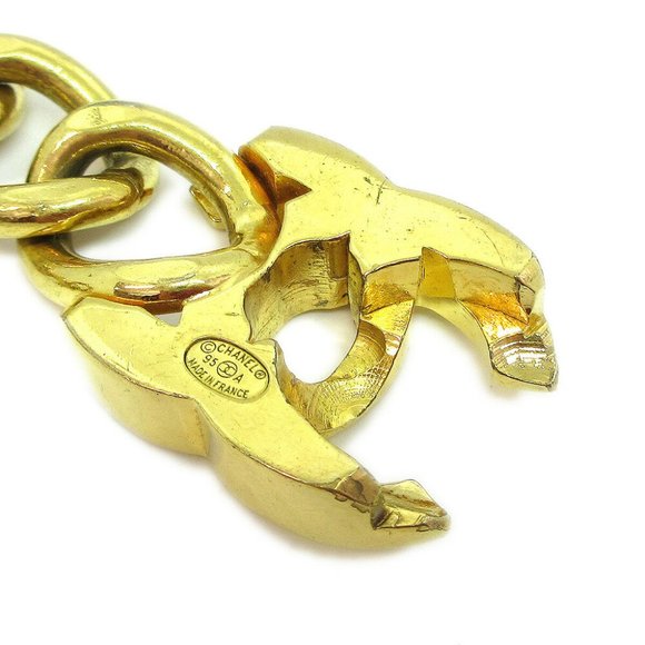 CHANEL CC Logos Turnlock Motif Charm Gold Chain Bracelet 95A Authentic 70292 - Picture 5 of 5